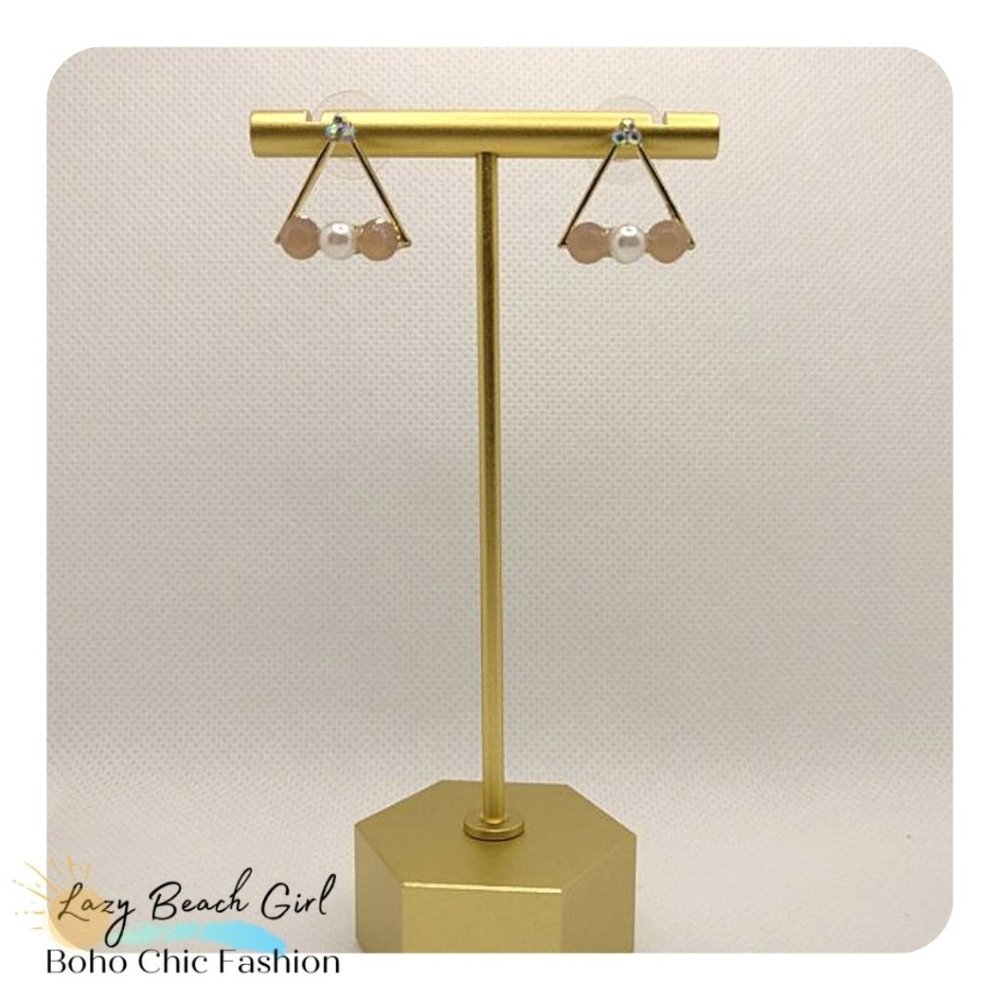 Gold tone post triangle earrings